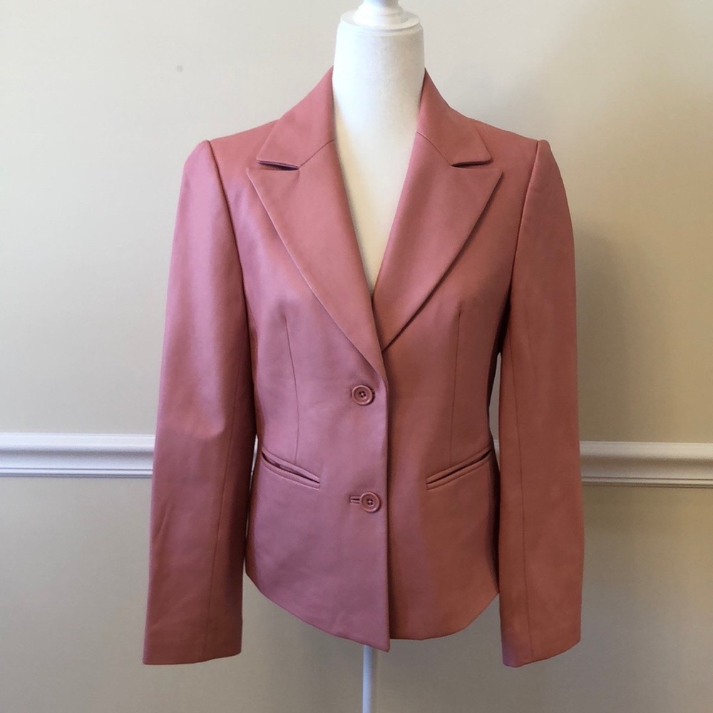 Lili Bleu Pink Leather Blazer Jacket Size Medium